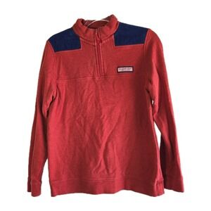 Vineyard Vines Harbor Fleece 1/4 Zip‎ Sweatshirt Boy's Size Medium Blue Red